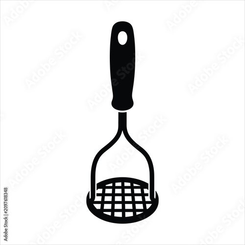 Bild auf Leinwand Kitchen potato masher tool icon, vector silhouette isolated on white background