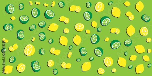 lemons and imes seamless pattern with white background.