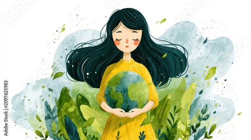 Corporate social responsibility illustration flat design front view sustainability theme water color vivid