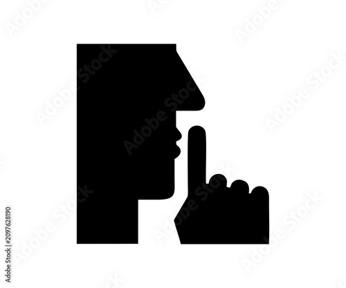 BP 001: Quiet please or Silence icon sign. Behaviour of the public illustration on transparent background. 
