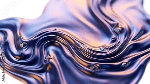 Abstract flowing liquid metal with purple and gold reflections