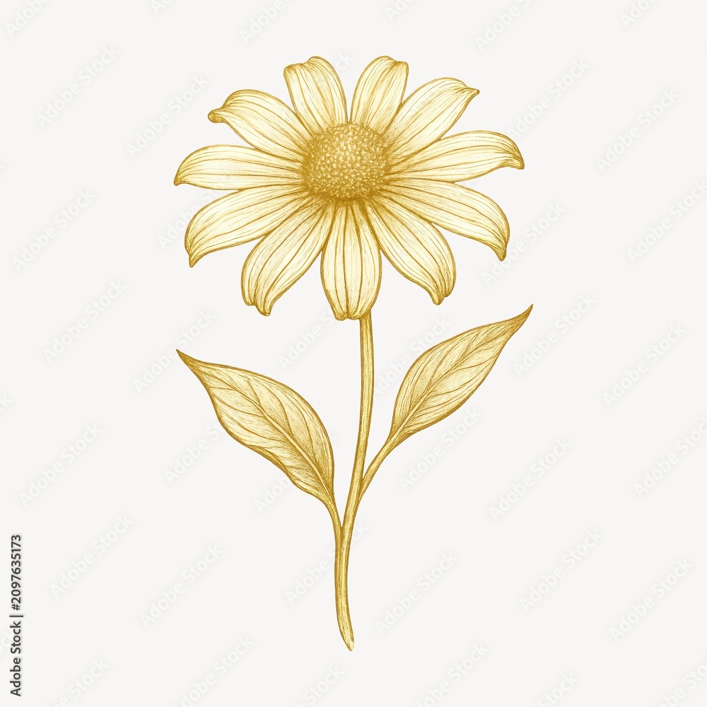 Obraz premium Elegant golden flower illustration.