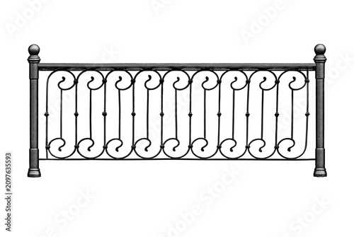 Old fence with wooden elements..  B.