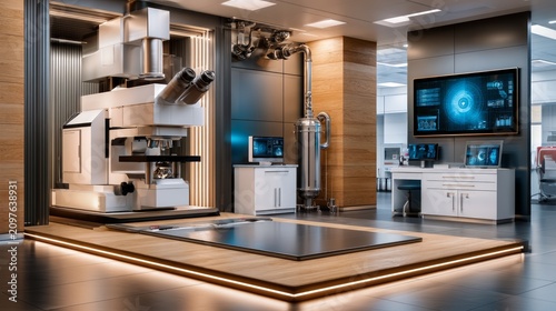 Advanced Electron Microscopy Suite with Modern Laboratory Equipment and Interactive Displays