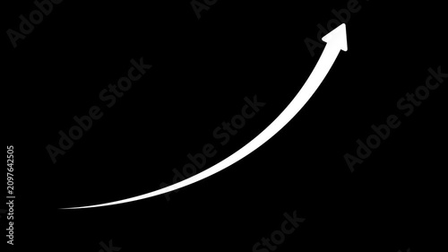 White chalk arrow isolated on black background .Business growth arrow and graph chart. Arrow up with chalk.