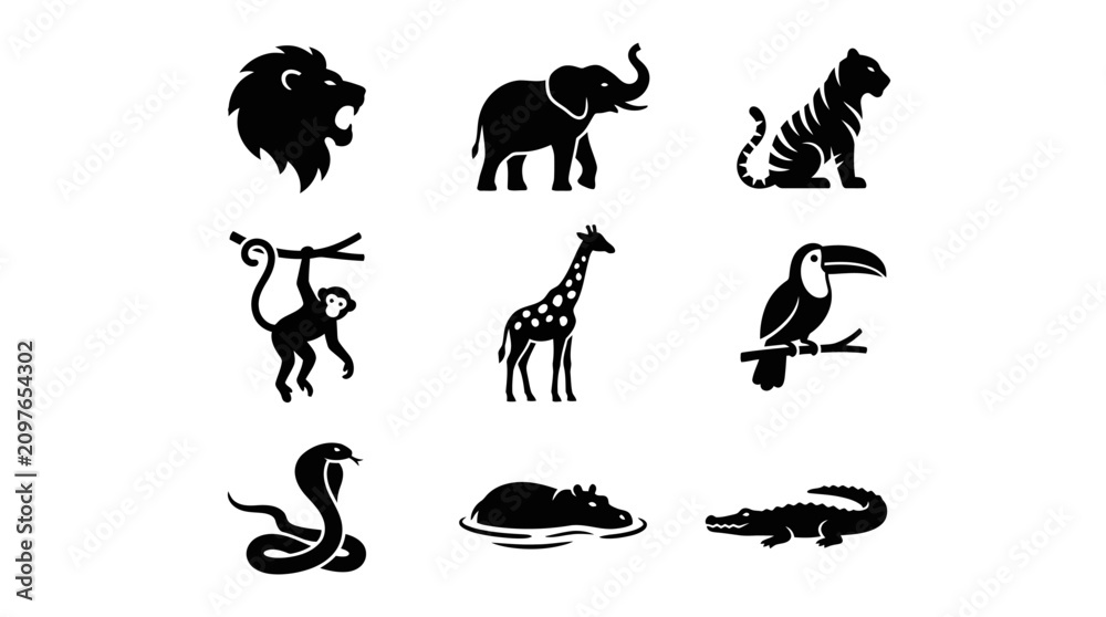 Obraz premium set vector of wild animals and forest animals