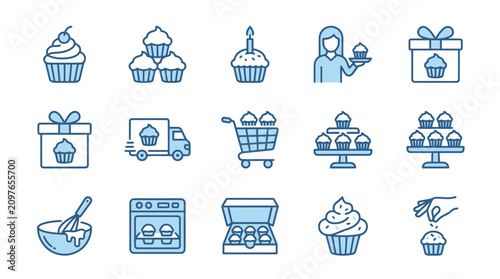Foto Cupcake icons for baking business.