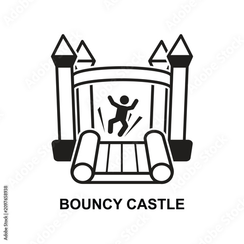 Inflatable bouncy castle icon isolated on background vector illustration.