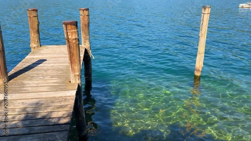 wooden pier  and island in the lake