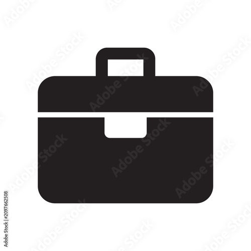 Minimalist black travel suitcase icon.