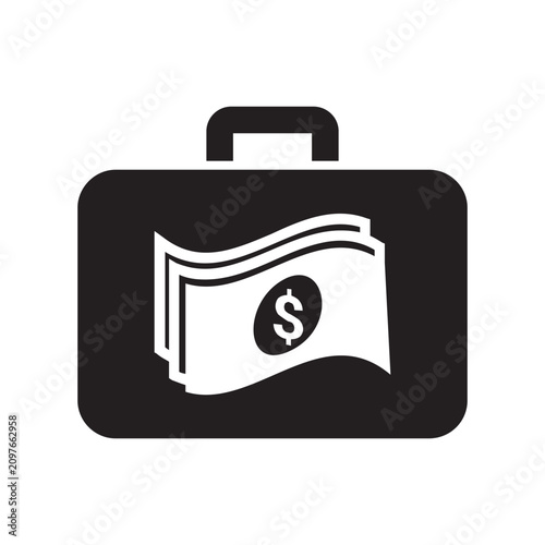 Briefcase with money icon. Financial investment symbol for business and corporate banking.