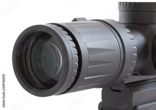 Картината върху платно Studio shot up close of the diopter and eyepiece on a magnified rifle scope