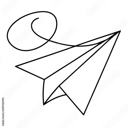 paper plane clipart line icon. Education and business stationary concept.