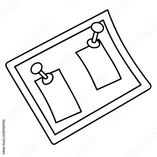 pinboard note clipart line icon. Education and business stationary concept.