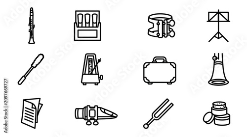 Schilderij op canvas Musical Instrument Accessories and Symbols - Icon Set