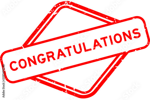 Принти на полотні Grunge red congratulations word rubber seal stamp on white background