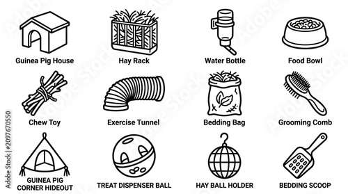 Fotografía Guinea Pig Cage Accessories Set: Food Bowl, Water Bottle, Hay Rack, Toys, and Be