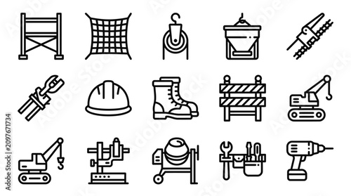 Fotografía Construction Tools and Equipment Icons Set