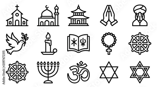 Fotografía Diverse Religious Symbols and Icons Collection: Faith, Spirituality, and Culture