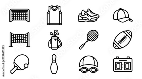 Fotografie Sports Icons Collection: Football, Soccer, Tennis, Golf, Basketball, Baseball, B