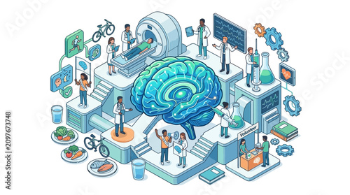 Human brain health concept with medical and lifestyle components
