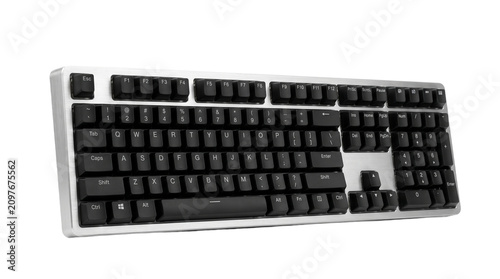 Canvastavla A sleek and modern isolated silver and black computer keyboard on a transparent background, ideal for tech and office supply designs, product catalogs, and websites, showcasing a qwerty layout