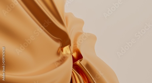 Bild auf Leinwand Close up abstract view of luxurious draped golden textile creating elegant and smooth waves