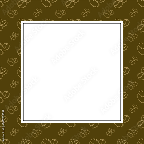 square frame of coffee beans. doodle coffee frame. coffee beans background
