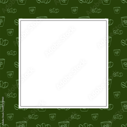 square frame of coffee beans. doodle coffee frame. coffee beans background