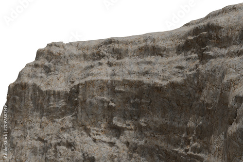 Schilderij op canvas detailed texture of a rugged mountain cliff face isolated