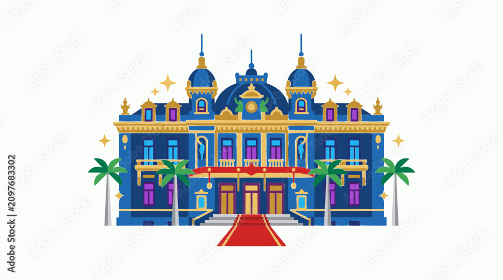Obraz premium Luxury casino hotel vector icon in modern flat style.
