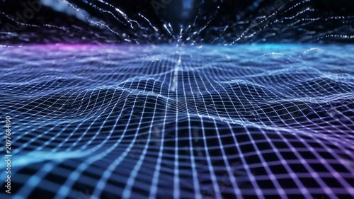 Creating a digital landscape with waves in blue and purple colors