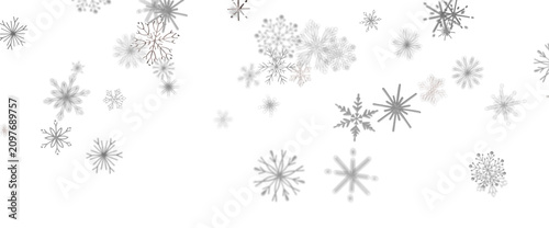 Vászonkép Delicate snowflake patterns drift down on a bright white backdrop