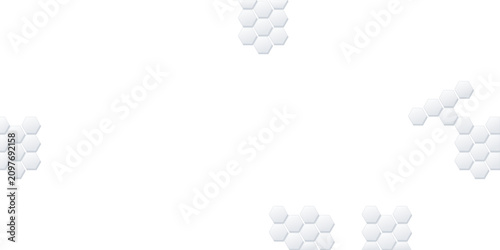 Glossy white hexagon background, abstract honeycomb mesh with layered depth, modern elegant design for cover, banner and wallpaper.
