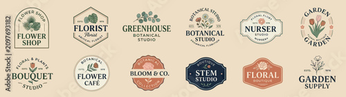 Konstfotografi Collection of Botanical and Floral Business Logos - Flower Shop, Florist, Greenh