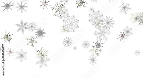 Falling snowflakes on white...