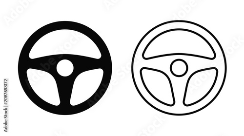 Steering Wheel Silhouettes On White Background Silhouette
