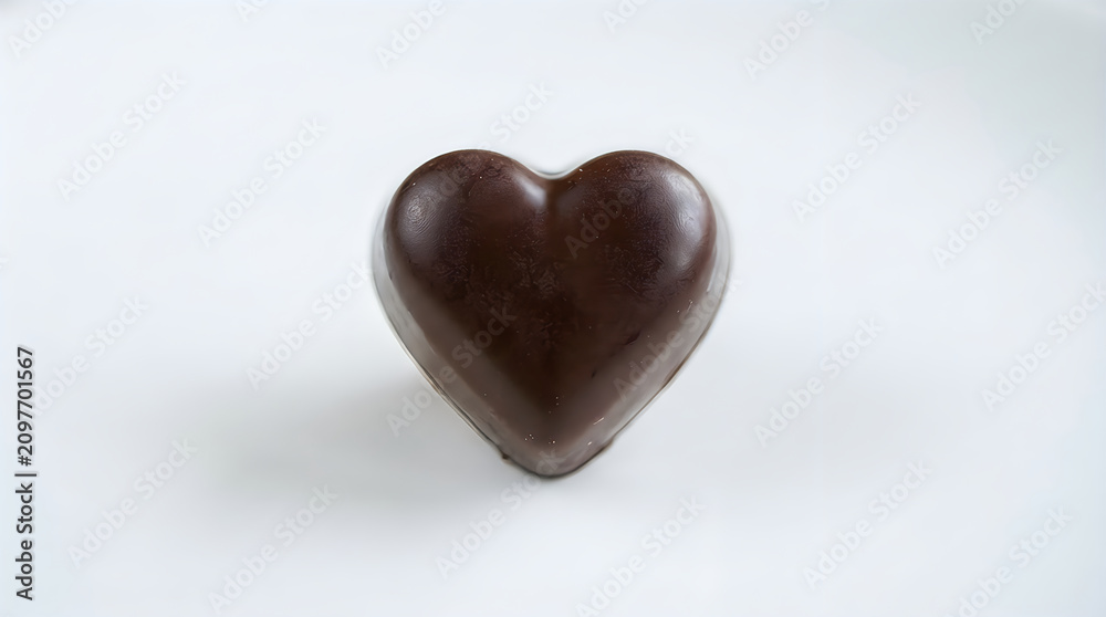 Fototapeta premium Single dark chocolate heart candy illustration