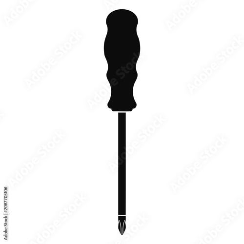 Obraz na plátně Black silhouette of a phillips head screwdriver tool isolated on white backgroun
