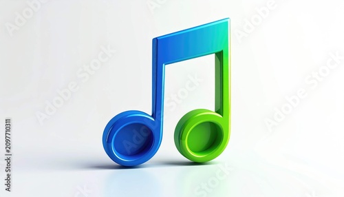 Blue 3D Music Notes Icon Isolated for Audio Player Melody Song Symbol Web Design and Digital Illustration
