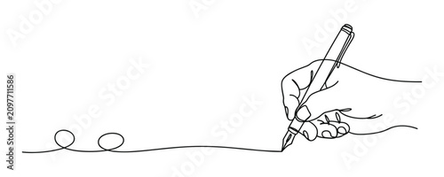 Foto Human hand drawing a continuous line art sketch with creative minimalist illustr