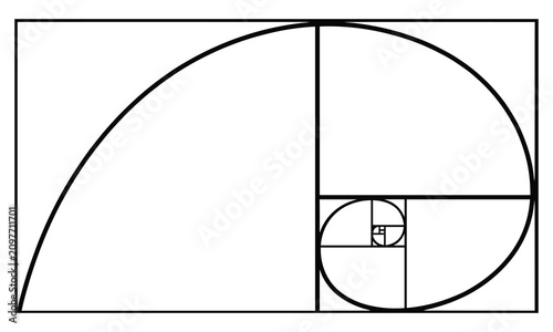 Bild auf Leinwand Golden ratio spiral geometric diagram illustration with golden section geometric