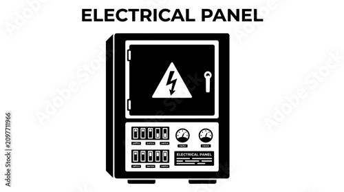 Quadro su tela Electrical panel with warning sign.