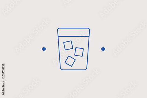 Φωτογραφία Glass with ice cubes line icon for cocktail bar
