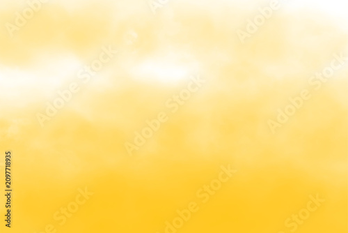 Quadro su tela Spooky Halloween ghost with glowing eyes floating in soft yellow mist during twi