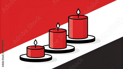Red candles, burning candles, candle icons, vector set