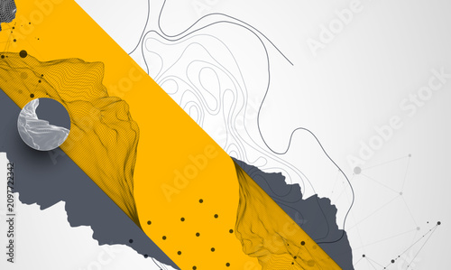 Trendy abstract wireframe background. Mountain art elements. Surface illustration. Vector.