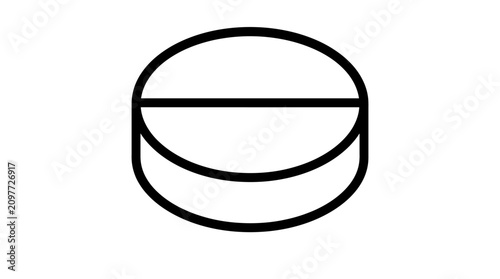 Tableau sur toile Simple line art icon of a round medical pill with a score line.
