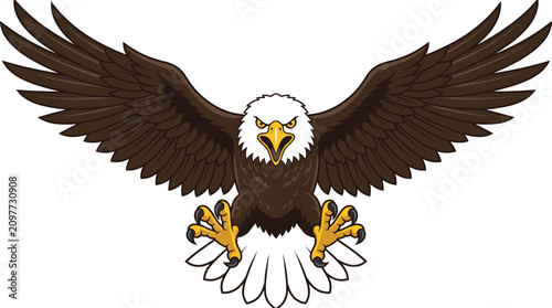 Konstfotografi Majestic bald eagle illustration, flying predatory bird with open wings, aggress