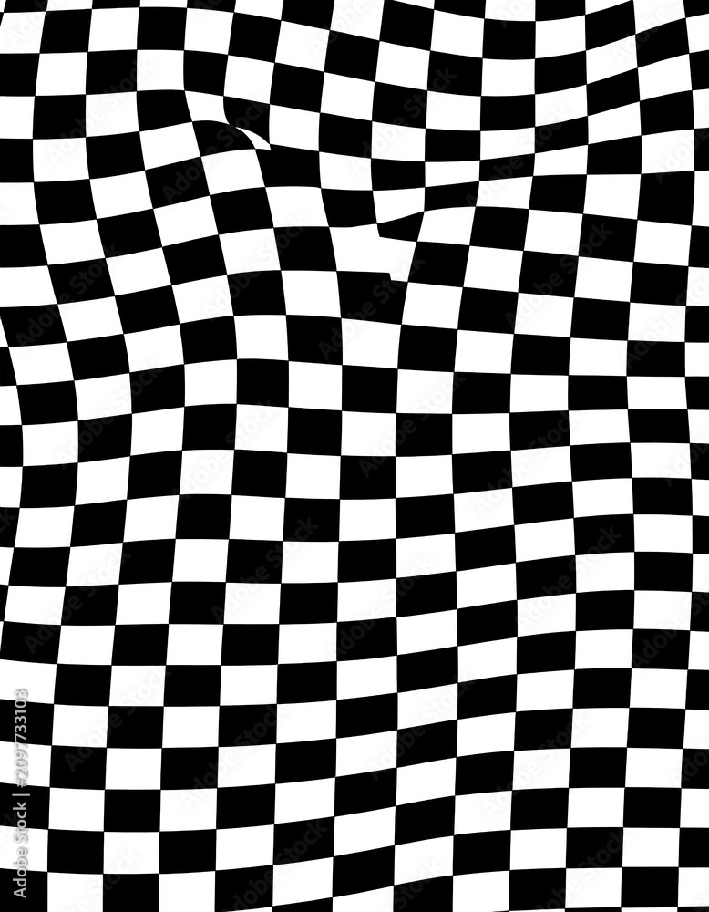 Obraz premium A distorted checkered pattern with black and white squares